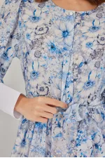 Robe longue ceinturée pour femme 2584 - Bleue