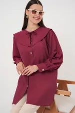 Women's Baby Collar Long Tunic 5967 - Burgundy