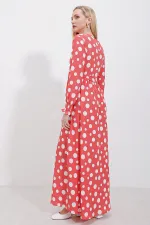 1525 Knitted Hijab Dress - Green Pink