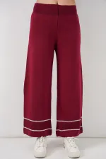 Kadın Çizgili Oversize Triko İkili Takım 15957 - Bordo