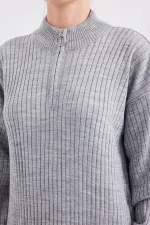 Robe longue en maille grise 15839