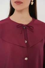 Women's Baby Collar Long Tunic 5967 - Burgundy