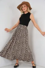 Kadın Uzun Ayrobin Etek 8050 - C. Kahverengi