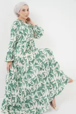 Robe hijab à motifs authentiques 2423 - Vert Z.