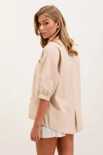 Chemise basique oversize à manches courtes 20213 - Crème