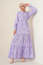 Robe hijab à motifs 2145 - Lilas Robe hijab à motifs 2145 - Lilas