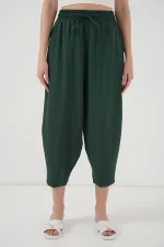 6591 Woven Harem Pants - Emerald Green