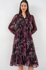 Robe en mousseline à motifs 2137 - A. Rouge