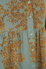 Mint Gold Desenli Tesettür Elbise 2423