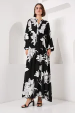 2423 Authentic Patterned Hijab Dress - J. Black