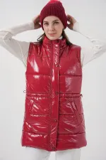 Women's Shiny Puffer Vest 5218 - Red
