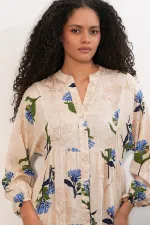 Women's Patterned Long Hijab Dress 2585 - M. Saks Women's Patterned Long Hijab Dress 2585 - M. Saks