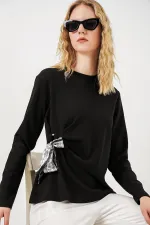 Kadın Fular Detaylu Uzun Kol Bluz 40000 - Siyah