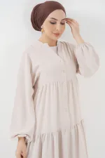 Robe longue hijab pour femme 2527 - Crème