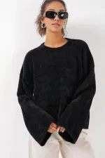 15915 Soft Texture Knit Sweater - Black