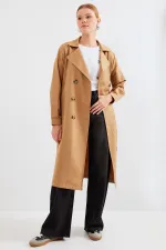 5853 Double-breasted Trench Coat - Tan 5853 Double-breasted Trench Coat - Tan