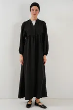 Kadın Uzun Tesettür Elbise 2525 - Siyah