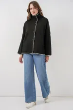 Kadın Nakışlı Kaşe Ceket 9167 - Siyah