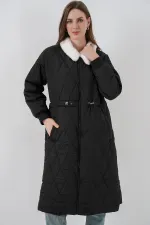 Women's Quilted Long Puffer Coat 5221 - Black