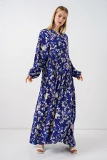 Women's Patterned Long Hijab Dress 2585 - E. Saks