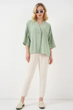 Kadın Kısa Kol Oversize Kimono 5969 - Çağla