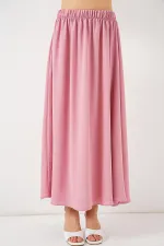 Kadın Uzun Ayrobin Etek 8050 - Pudra