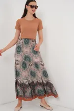 Jupe longue à motifs 1898 - Vert émeraude