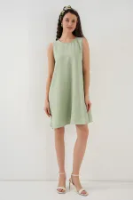 2444 Mini Linen Dress - E.Green