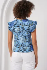 Chemisier tricoté 0430 - Bleu clair