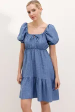 Robe évasée en popeline 2351 - C. Indigo