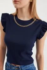 Chemisier tricoté 0430 - Bleu marine