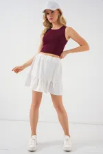 Kadın Ayrobin Mini Etek 8054 - Beyaz