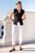 Gilet tricoté à boutons 916 - Noir