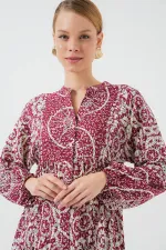 Robe hijab à motifs authentiques 2423 - E. Fuchsia