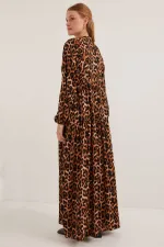 Robe hijab en viscose beige marron pour femme 2423