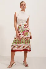 Jupe midi à motifs 1899 - Bordeaux