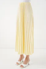 Jupe plissée aspect cuir 8009 - Jaune