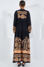 Robe hijab en viscose noire effet vison pour femme 2423