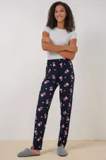 4323 Patterned Pajama Bottoms - L. Navy Blue