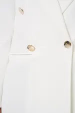 Kadın Kruvaze Yaka Blazer Ceket 0722 - Beyaz