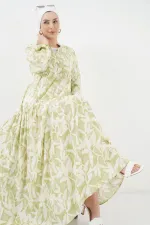 Robe hijab à motifs authentiques 2423 - Vert clair