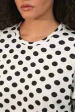 Women's Oversize Polka Dot Blouse 40020 - White Women's Oversize Polka Dot Blouse 40020 - White