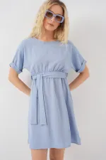 Women's Short Sleeve Mini Ayrobin Dress 2572 - Blue