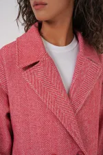 Manteau long oversize en laine et cachemire, coupe ample, référence 9113 - Rouge