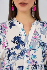 Robe longue hijab à motifs pour femme 2585 - Bleu marine foncé