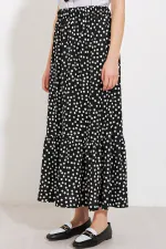 Women's Black and White Polka Dot Long Knitted Skirt 1886