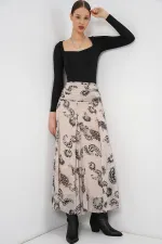 Jupe en mousseline à motifs pour femme 8057 - Crème