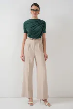 Chemisier Sandy à manches courtes et détails froncés 945 - Vert émeraude