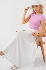 Kadın Uzun Ayrobin Etek 8050 - Beyaz