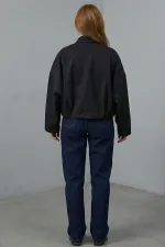 Kadın Oversize Kısa Ceket 0732 - Siyah